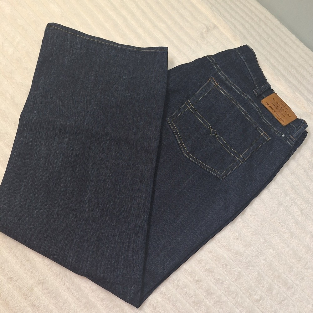 Lucky Brand 181 Relaxed Straight Jeans Mens 42X30 Blue Denim Dark Wash Preppy